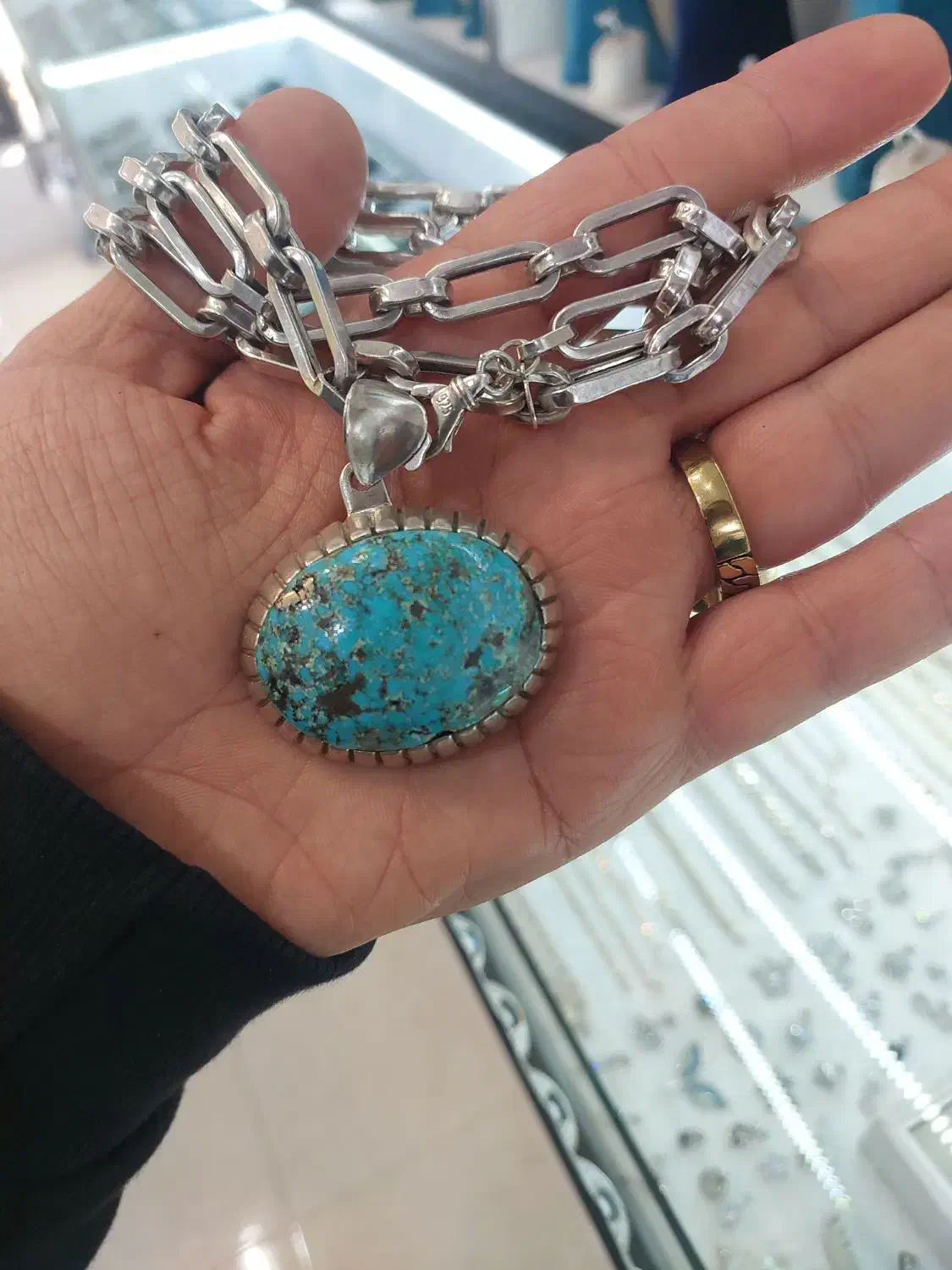 گردنبند نقره فیروزه قدیمی،انگشتر وان یکاد قدیمی|جواهرات|لواسان, |دیوار