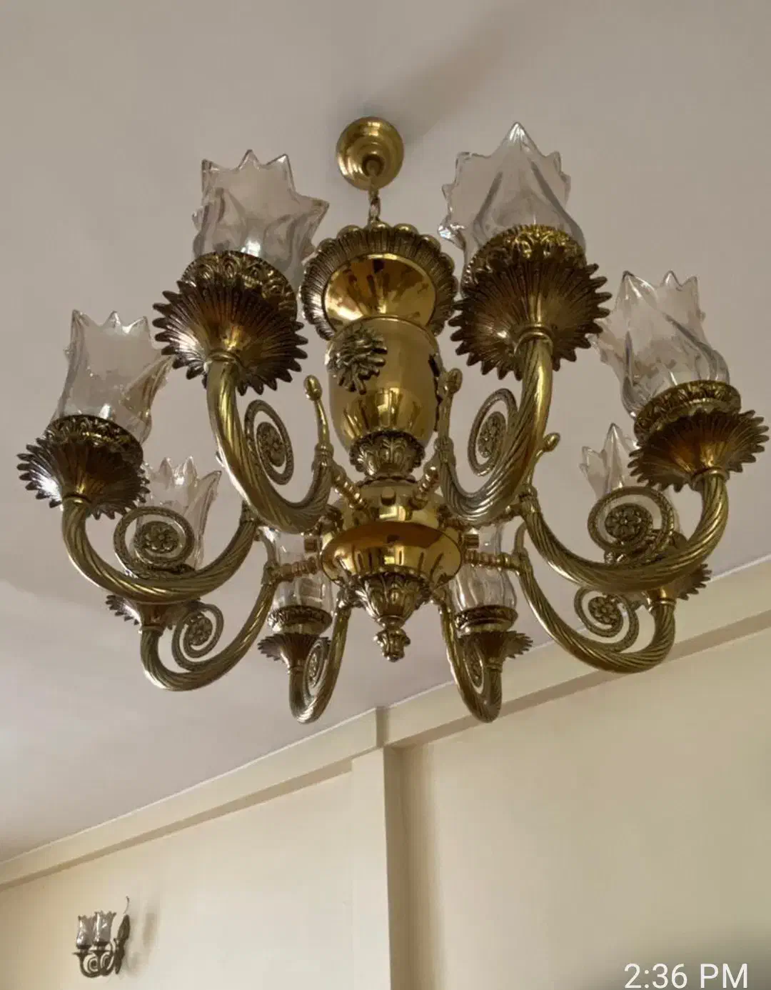 لوستر برنز طرح گل|لوستر و چراغ آویز|تهران, نیروی دریایی|دیوار