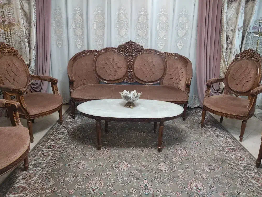 مبلمان و میزنهارخوری استیل تمام چوب گردو|مبلمان خانگی و میز عسلی|تهران, بهار|دیوار