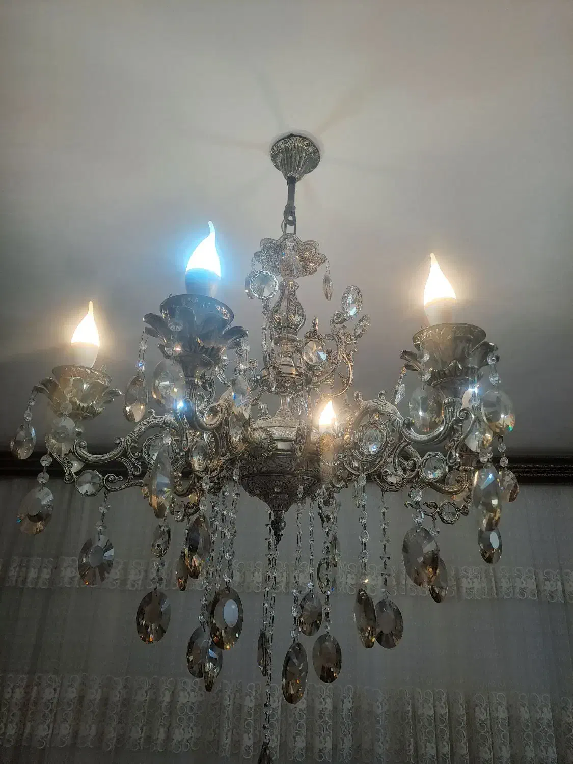 لوستر برنز نقره ای|لوستر و چراغ آویز|اردبیل, |دیوار