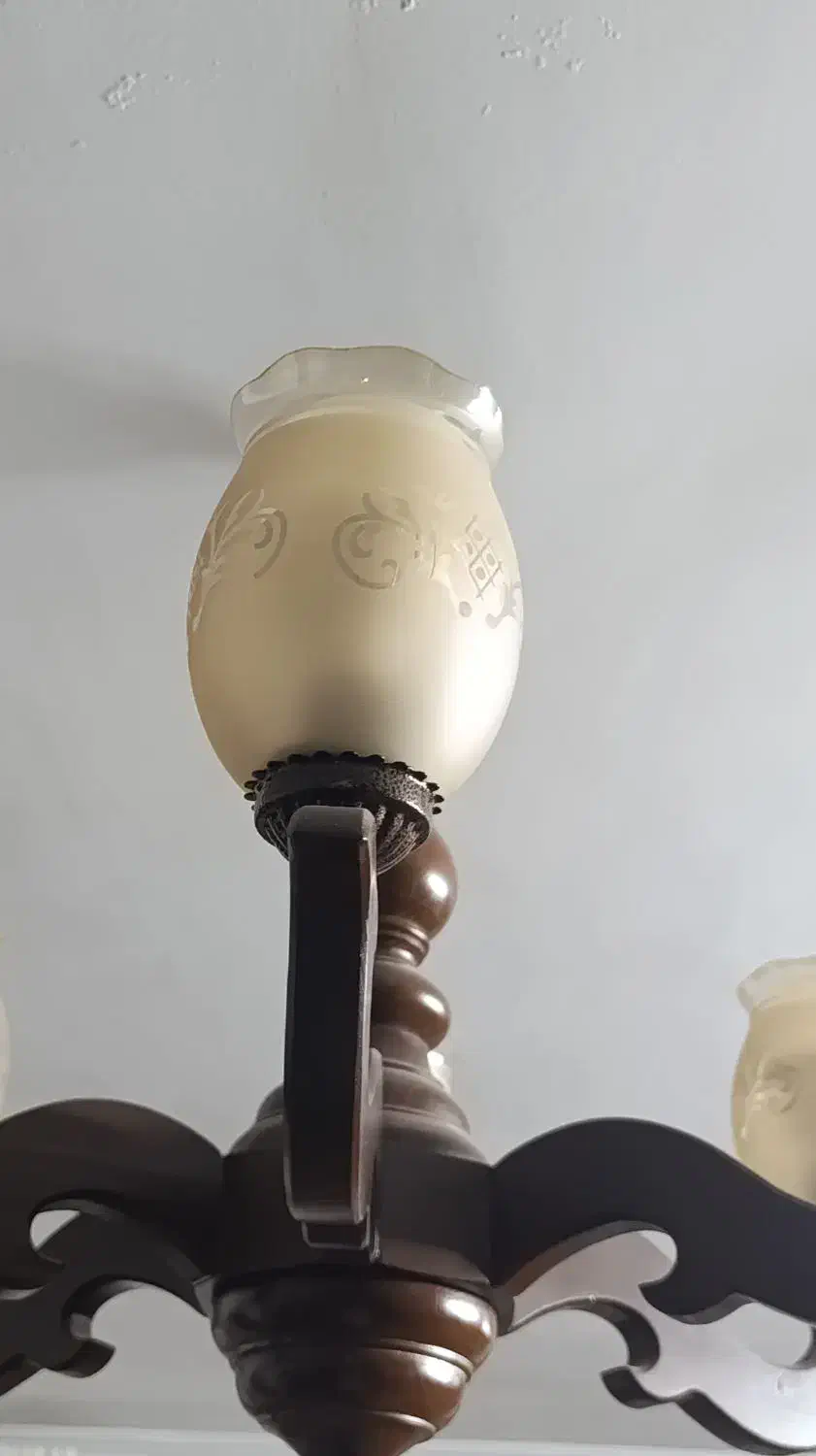 لوستر ۶ شاخه چوبی-اصل و سالم|لوستر و چراغ آویز|یزد, |دیوار