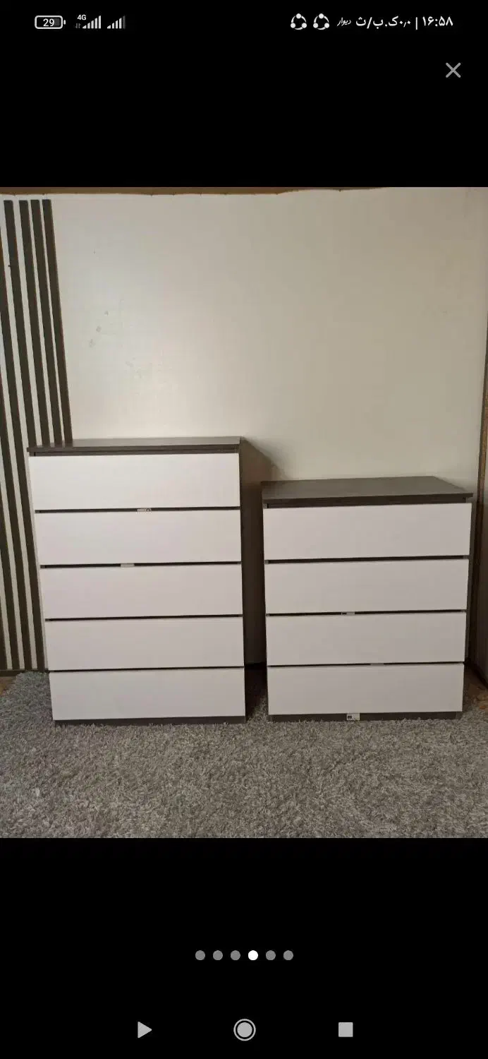 دراور 4کشو و پنج کشو پهن|جاکفشی، کمد، دراور|قم, قلعه صدری|دیوار