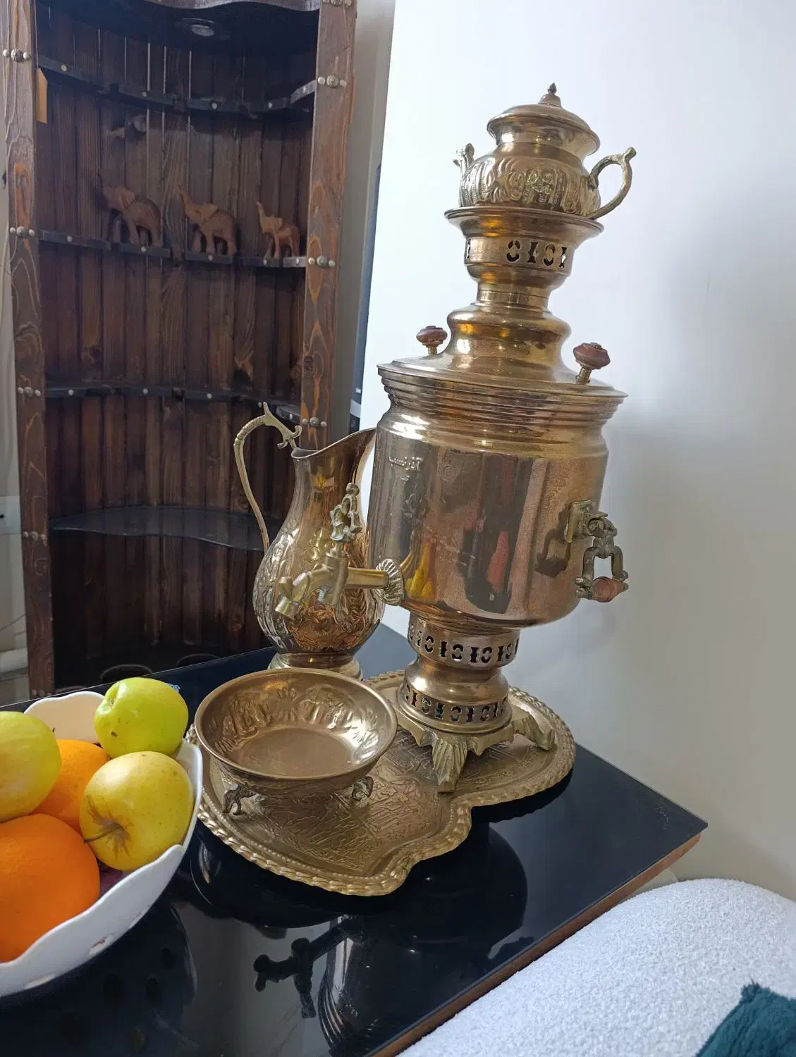 ست سماور زغالی برنج آذر نسب ۱۳۴۱|سماور، چای‌ساز، قهوه‌ساز|میانه, |دیوار