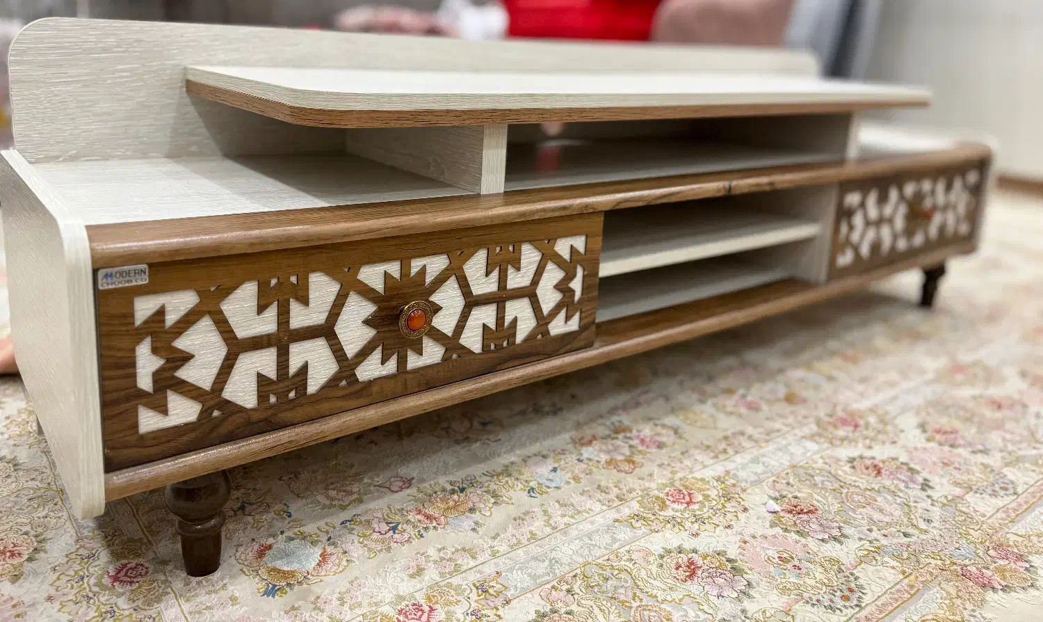 میز تلویزیون مدرن و تمیز ، طراحی خاص چوبی|میز تلویزیون|اندیشه, اندیشه فاز ۴|دیوار