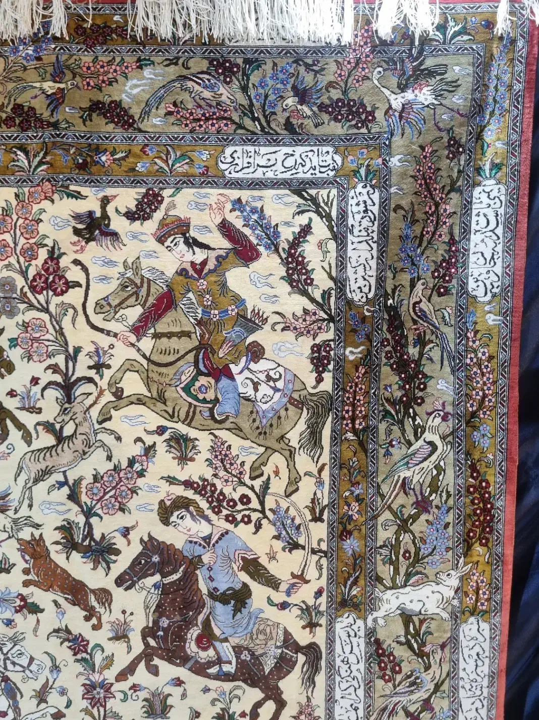 قالیچه 3 متری تمام ابریشم قم شکارگاه|فرش|کرج, عظیمیه|دیوار