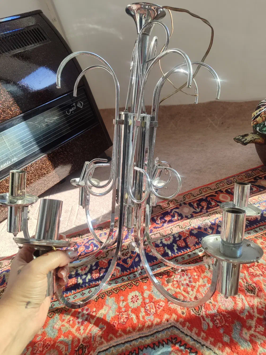 لوستر تمام سیلور رنگ ثابت|لوستر و چراغ آویز|تبریز, |دیوار