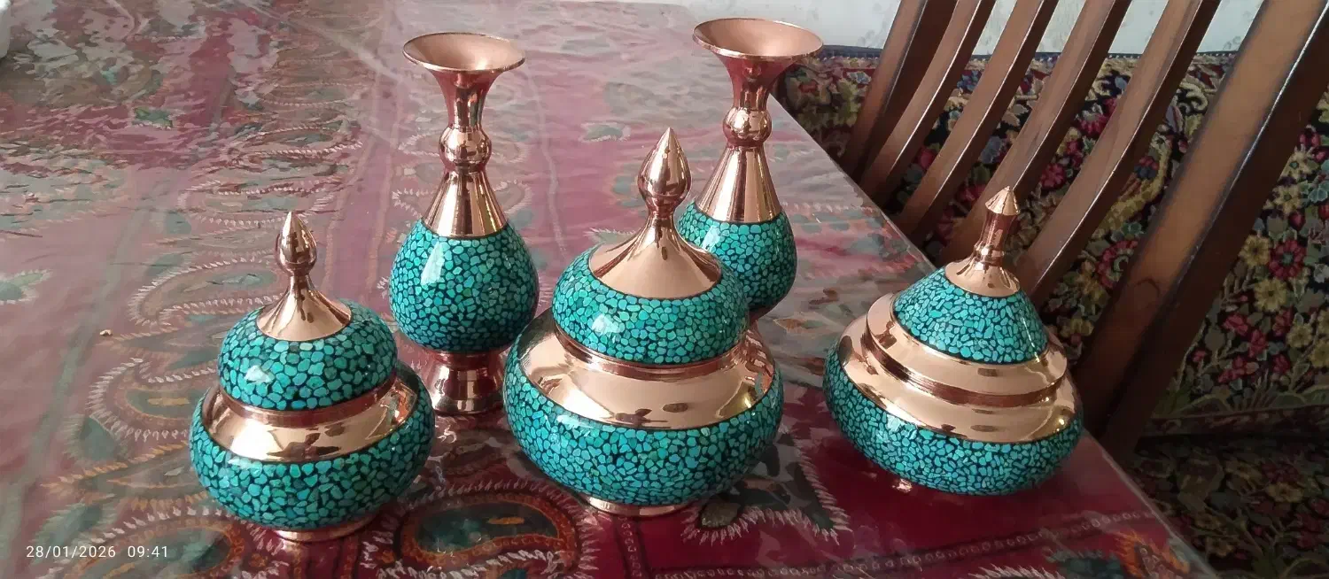 ظروف فیروزه کوبی|صنایع دستی و سایر لوازم تزئینی|کرمان, |دیوار