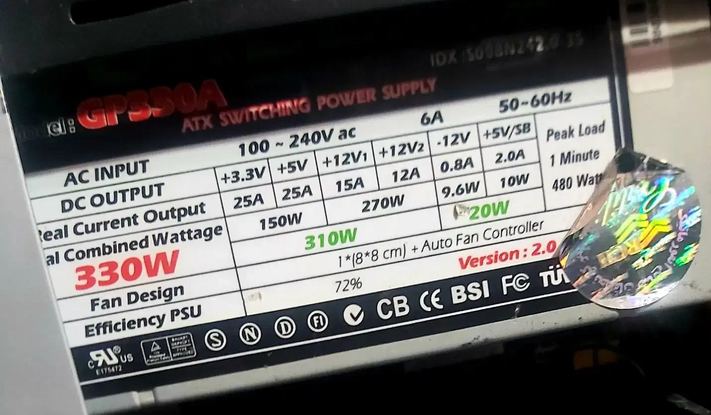 پاور ۳۳۰ وات گرین درحد نو|قطعات و لوازم جانبی رایانه|خاش, |دیوار