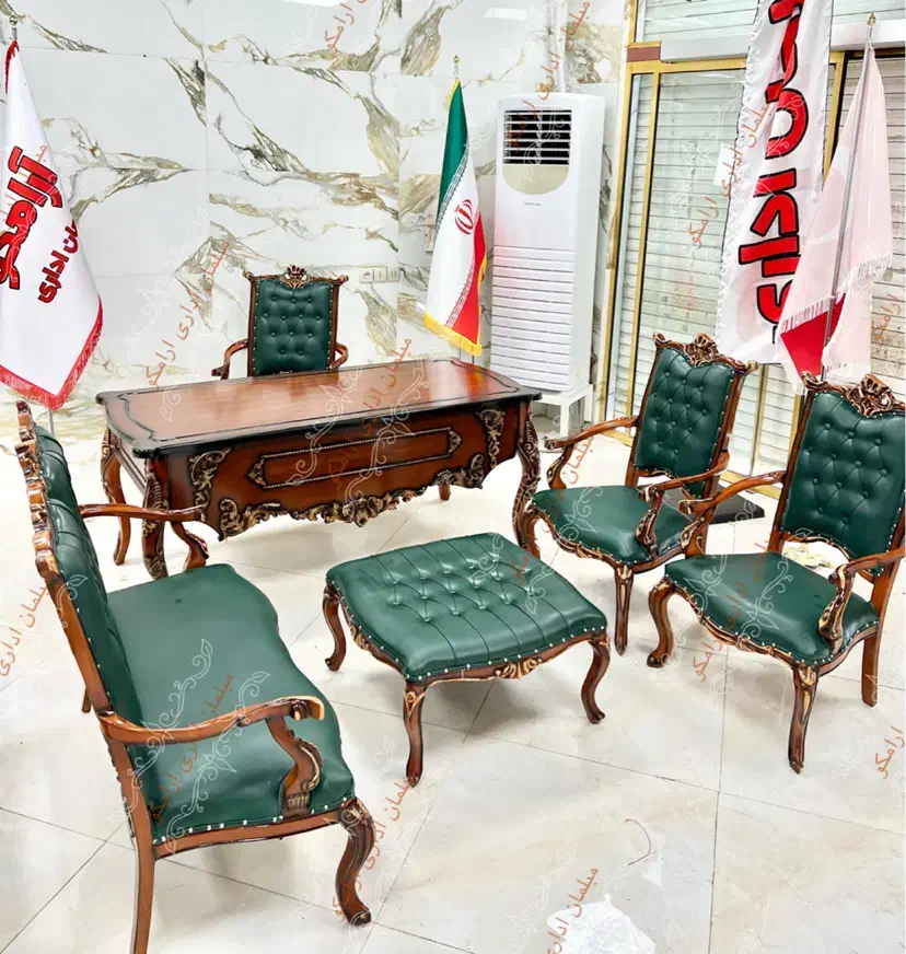 مبلمان سبز یشمی اداری صندلی چرخدار مدیریت میز|مبلمان اداری|تهران, آبشار|دیوار