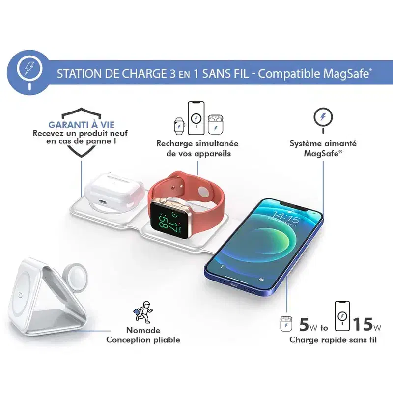 شارژر بی سیم فورس مدل FPMSINDUC3EN1W MagSafe|لوازم جانبی موبایل و تبلت|رشت, منظریه|دیوار