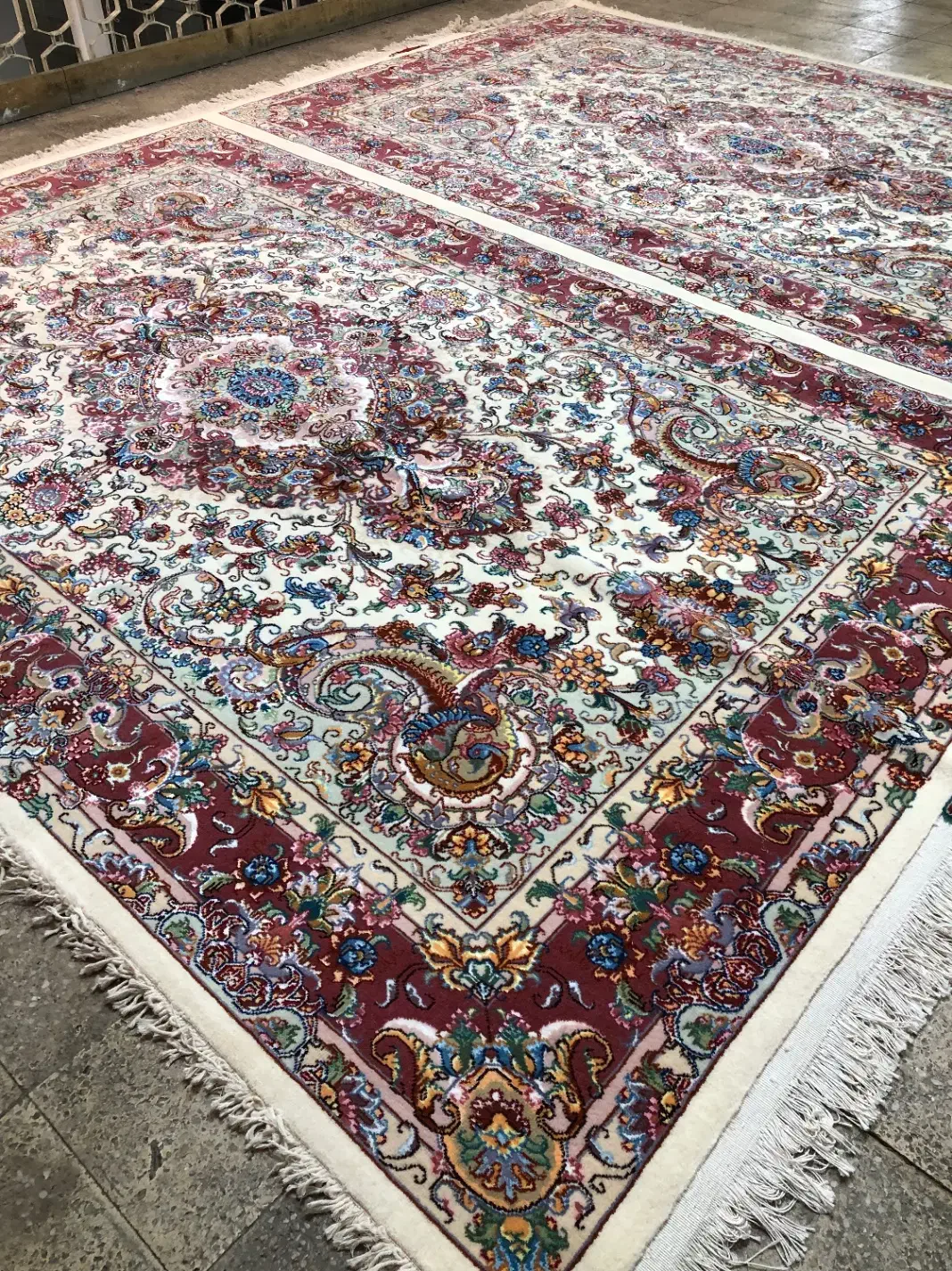 (فرش فرزین)جفت۶متری خطیبی جدید(سیمرغ)رج۳۰نخ مرینوس|فرش|تبریز, |دیوار