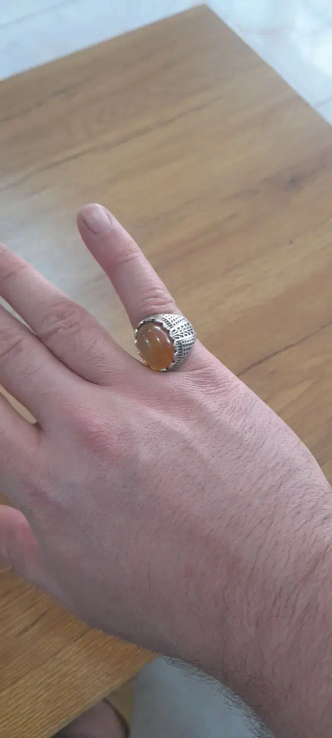 انگشتر عقیق پرتقالی رگه خونی دار|جواهرات|برازجان, |دیوار