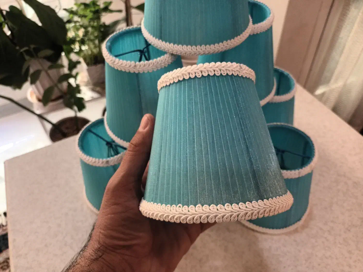 شید لوستر پارچه ای با دور دوزی مغزی|لوستر و چراغ آویز|تهران, قنات‌کوثر|دیوار