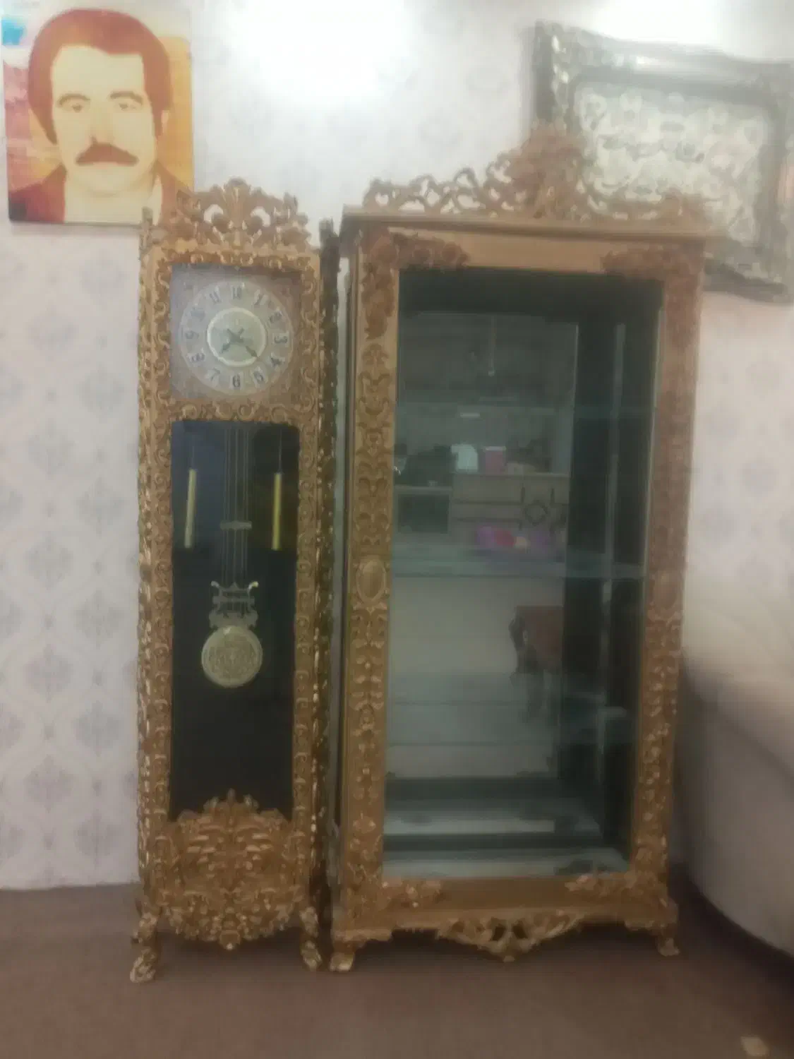 یک عدد بوفه وساعت ایستاده|بوفه، ویترین، کنسول|نوشین شهر, |دیوار