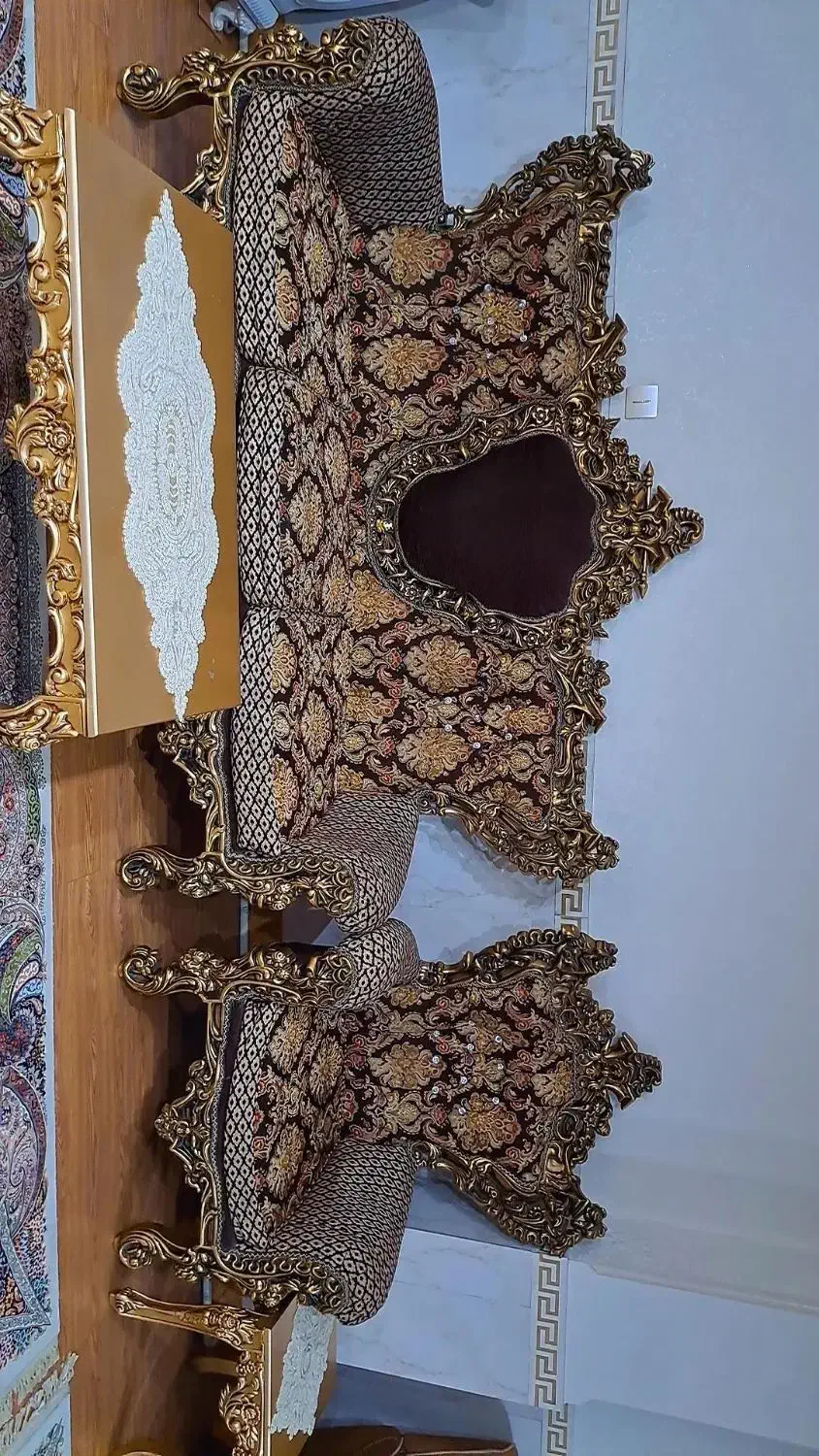 مبلمان استیل چوب راش ۹ نفره در حد نو|مبلمان خانگی و میز عسلی|نسیم‌شهر, |دیوار