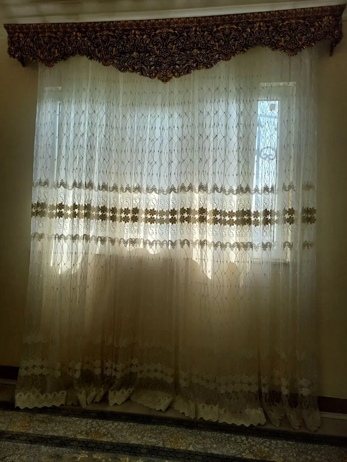 یک جفت پرده تمیز سالم همراه کتیبه ها|پرده، رانر، رومیزی|گنبد کاووس, |دیوار