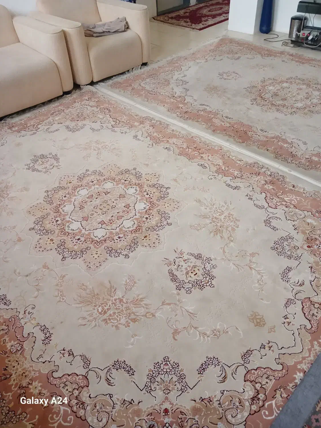 فرش ۶ متری زمینه کرم جفت|فرش|اصفهان, بیدآباد|دیوار