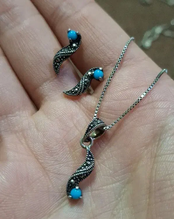 نقره ۹۲۵ . نیم ست . زنجیر|جواهرات|لاهیجان, شیشه گران|دیوار