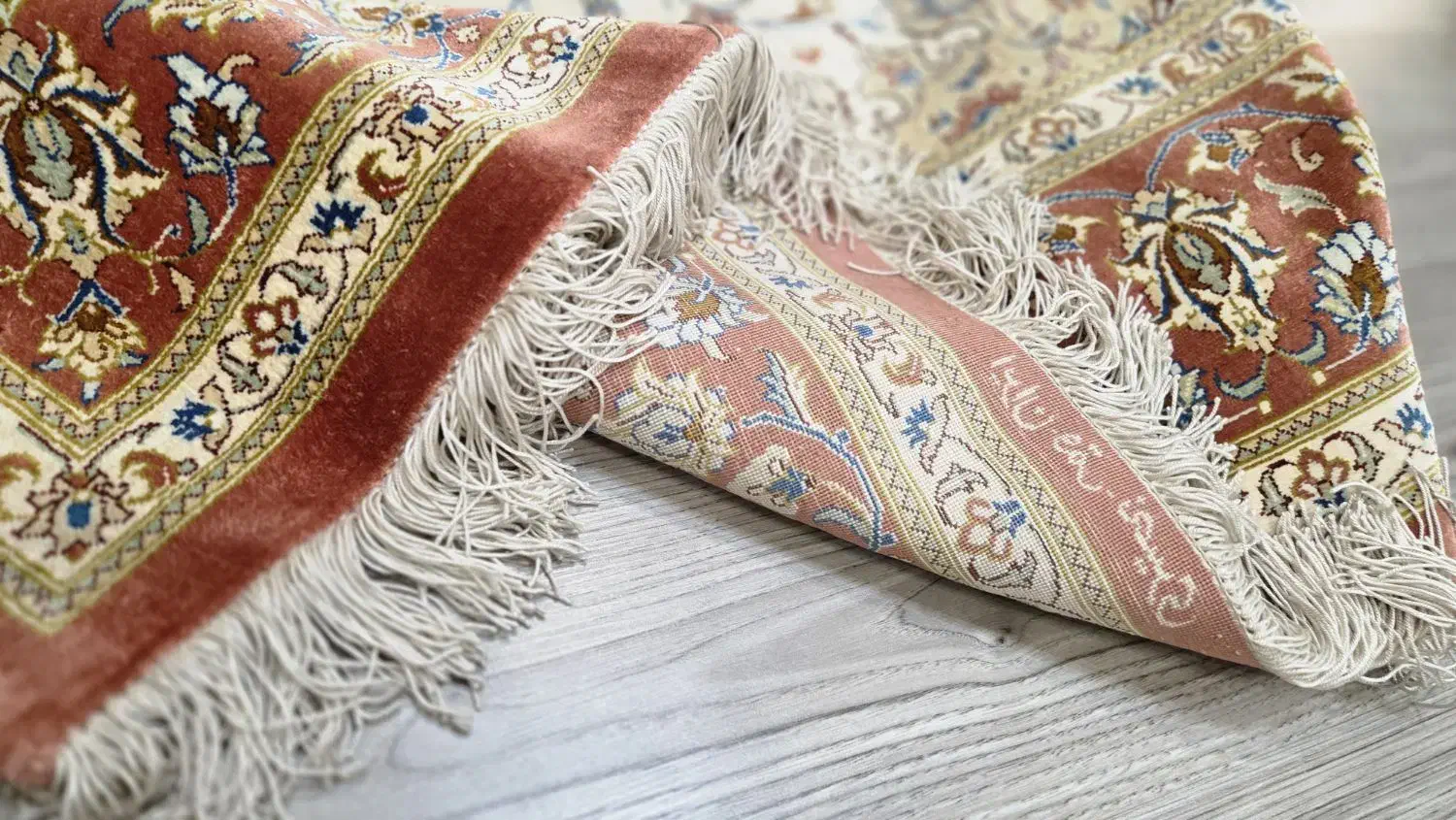 فرش تمام ابریشم دست بافت قم استاد نصیری|فرش|همدان, |دیوار