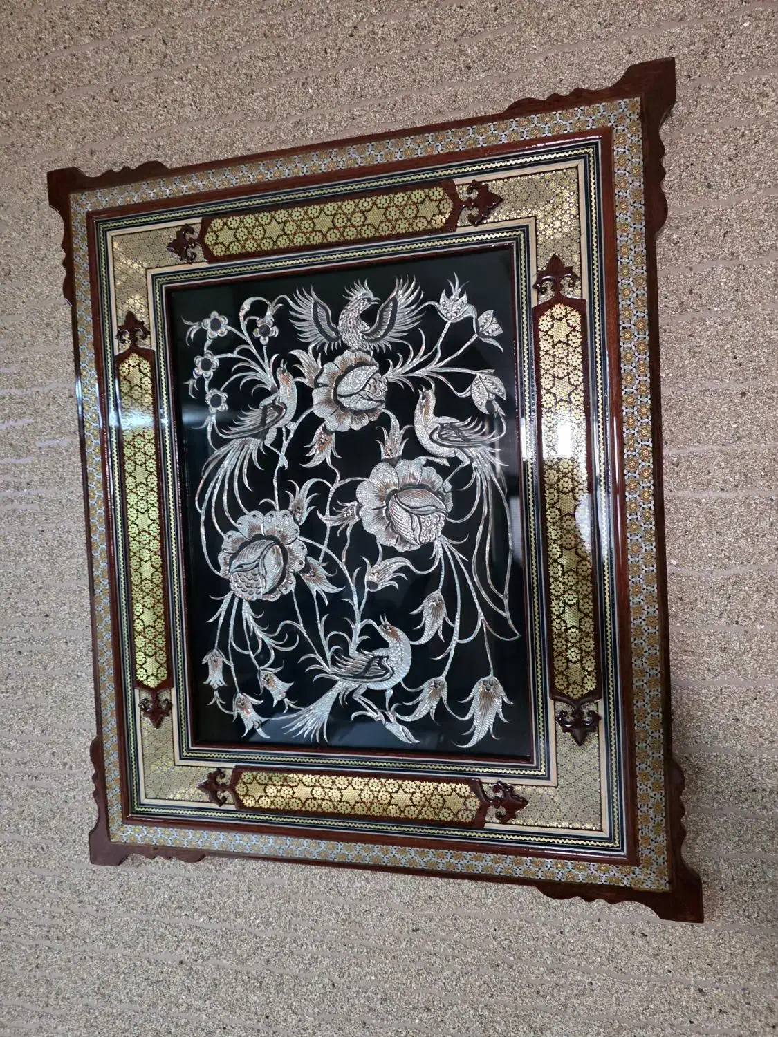 تابلو قلم زنی با قاب خاتم کاری|صنایع دستی و سایر لوازم تزئینی|تهران, امانیه|دیوار