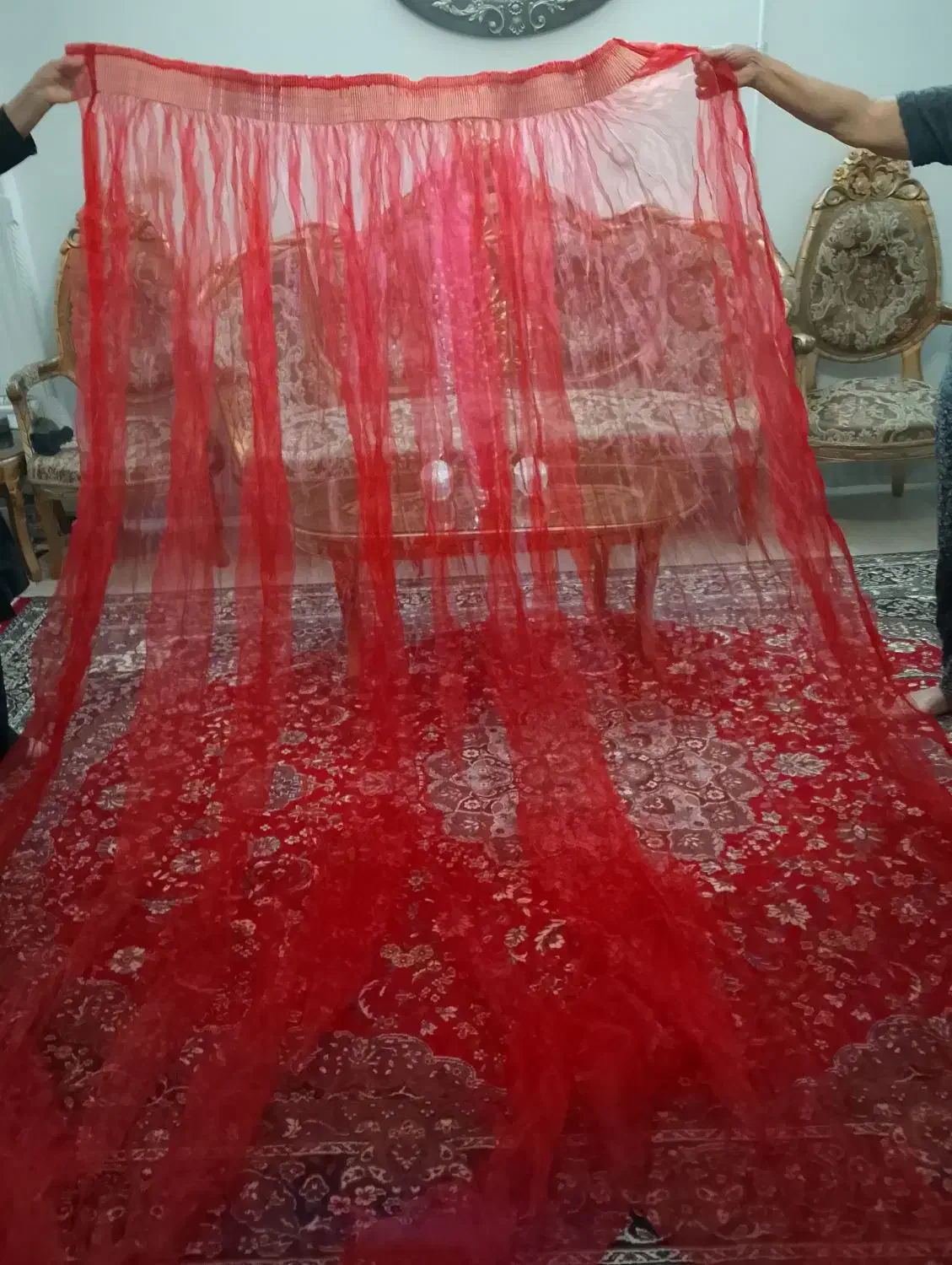 پرده حریر ۴ متر در ۶ متر|پرده، رانر، رومیزی|سبزوار, باهنر|دیوار