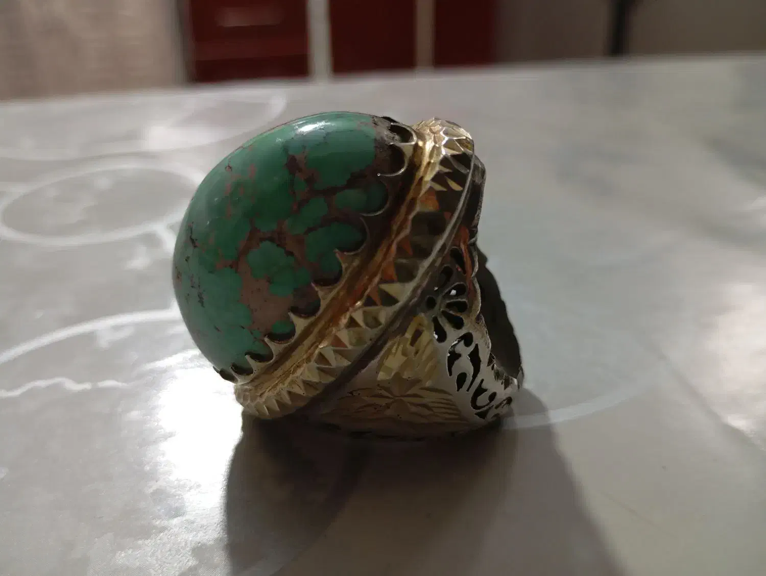 فروش یک عدد انگشتر فیروزه درشت دورطلا|جواهرات|گرگان, |دیوار