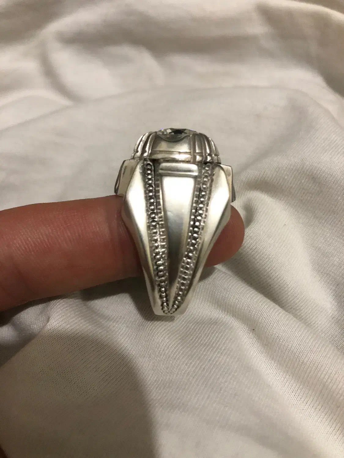 انگشتر مردانه نقره موزینایت سفید|جواهرات|سنندج, |دیوار