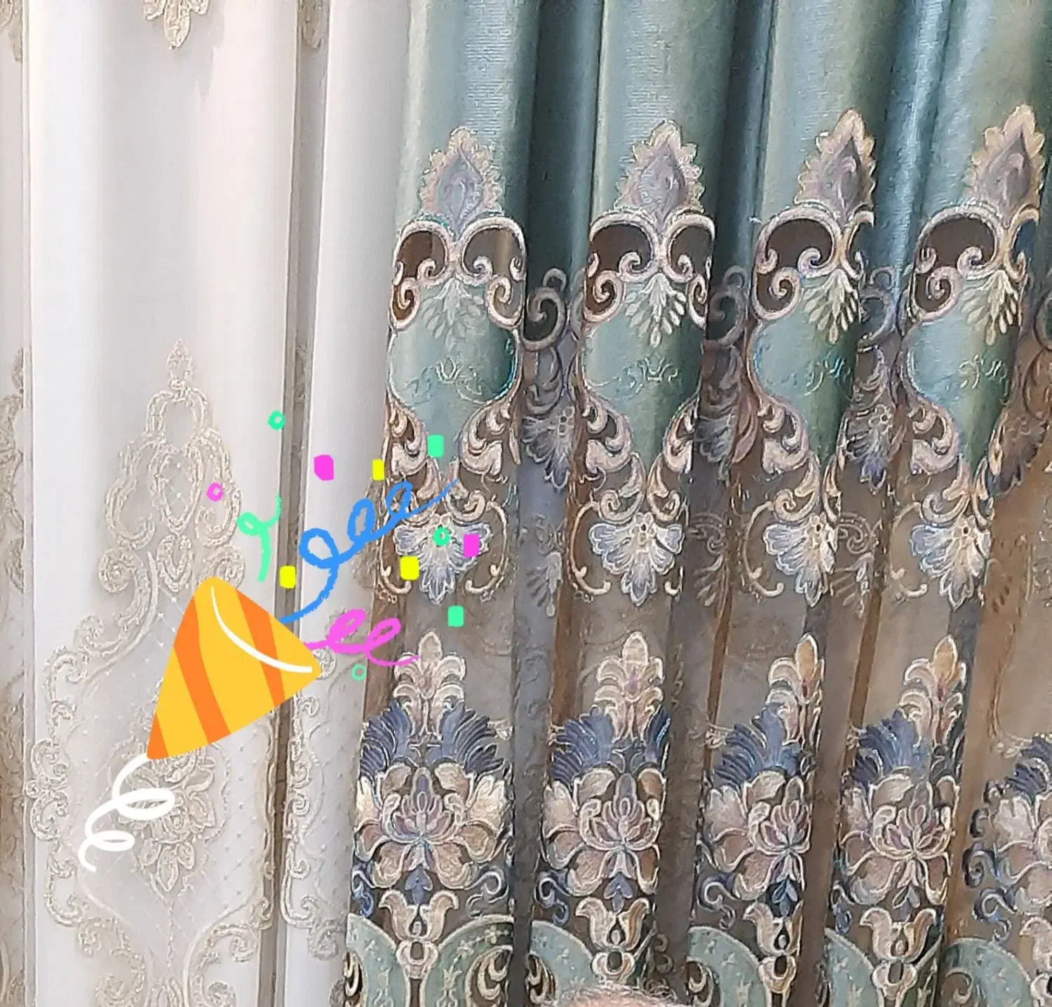 دوعدد پرده پانچ هندی|پرده، رانر، رومیزی|تهران, جوادیه|دیوار