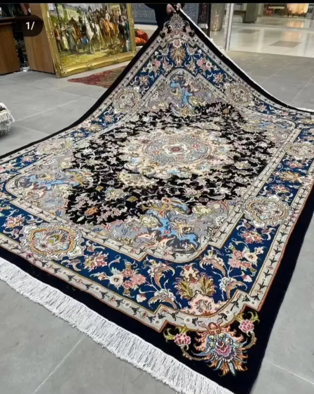 فرش دستباف (بساک)۴ تخته ۹متری زیبا مملو از ابریشم|فرش|مشکیندشت, |دیوار