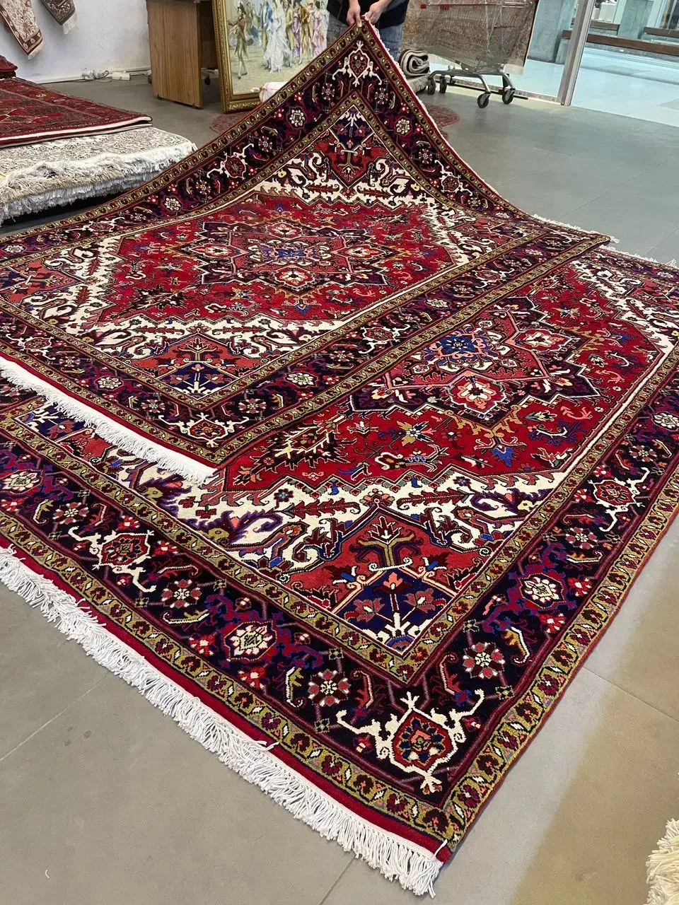فرش دستباف (بساک) جفت ۶ م اصل هریس نو|فرش|مشکین‌دشت, |دیوار