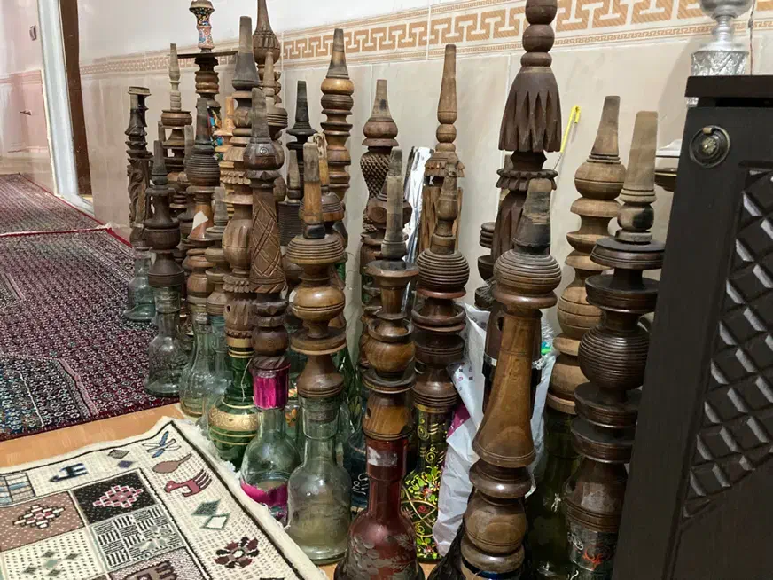 سلام وقت بخیر تعداد 32عدد قلیان همه از چوب گردو مو|صنایع دستی و سایر لوازم تزئینی|بانه, |دیوار