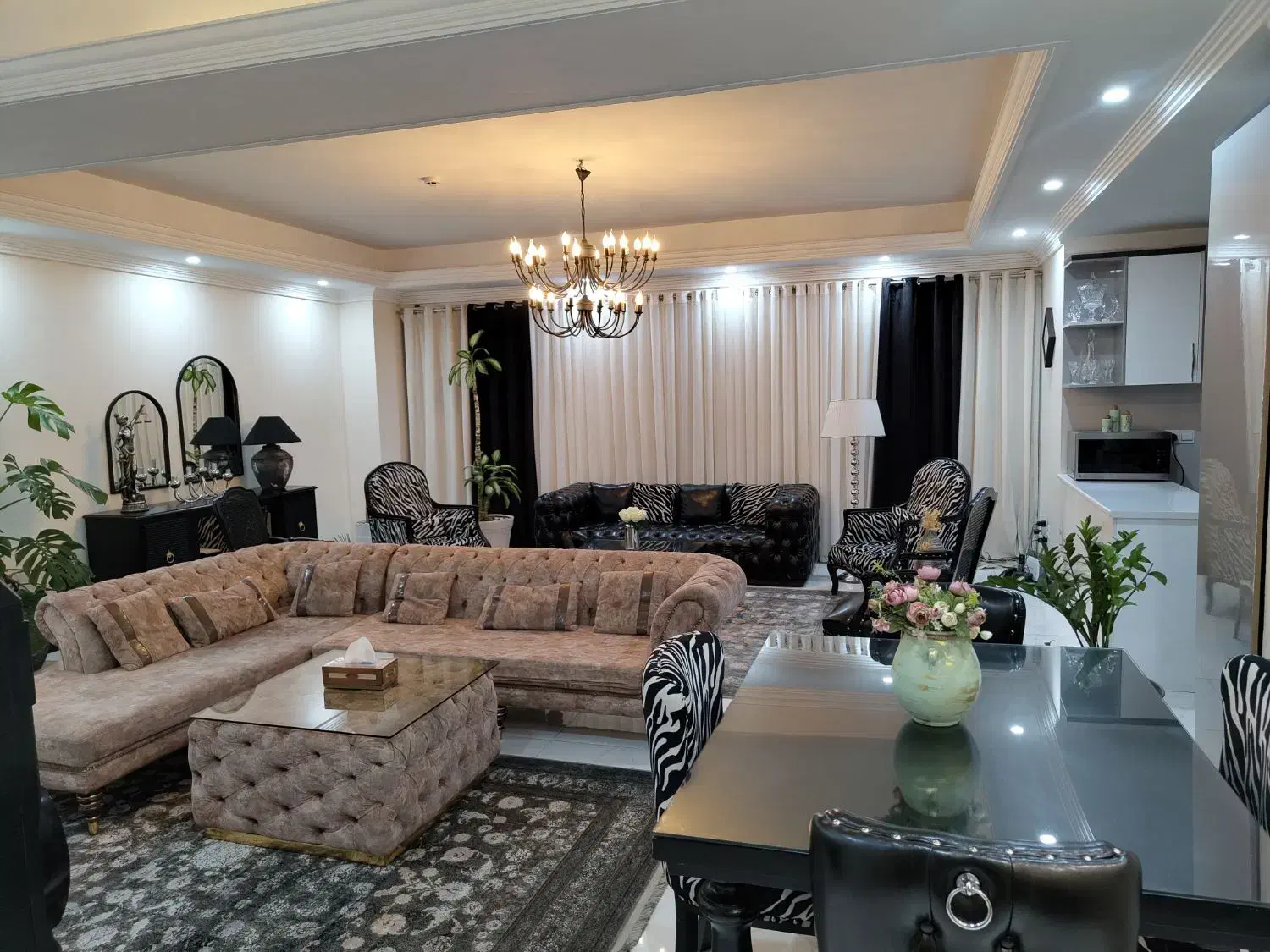 مبل ال راحتی چستر،نسکافه ای با پاف وسط|مبلمان خانگی و میز عسلی|ری, اقدسیه|دیوار