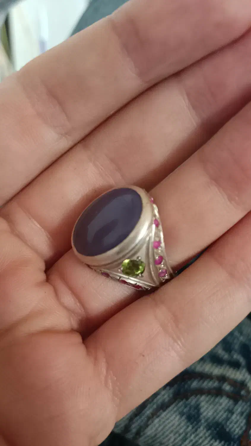 انگشتر عقیق یاسی یمن|جواهرات|اصفهان, برازنده|دیوار