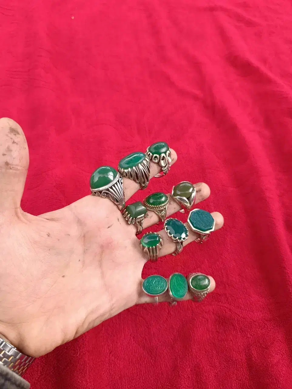 انگشتر نقره عقیق سبز یشم جید|جواهرات|کرج, اصفهانی‌ها|دیوار