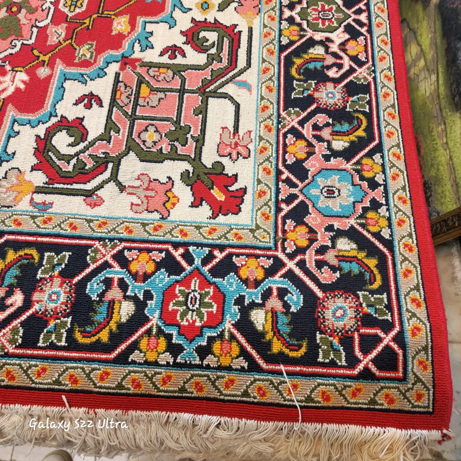 گلیم ۳۲۰ شانه کویریزد ، کنف ، طرح سنتی|گلیم، جاجیم، گبه|قوچان, |دیوار