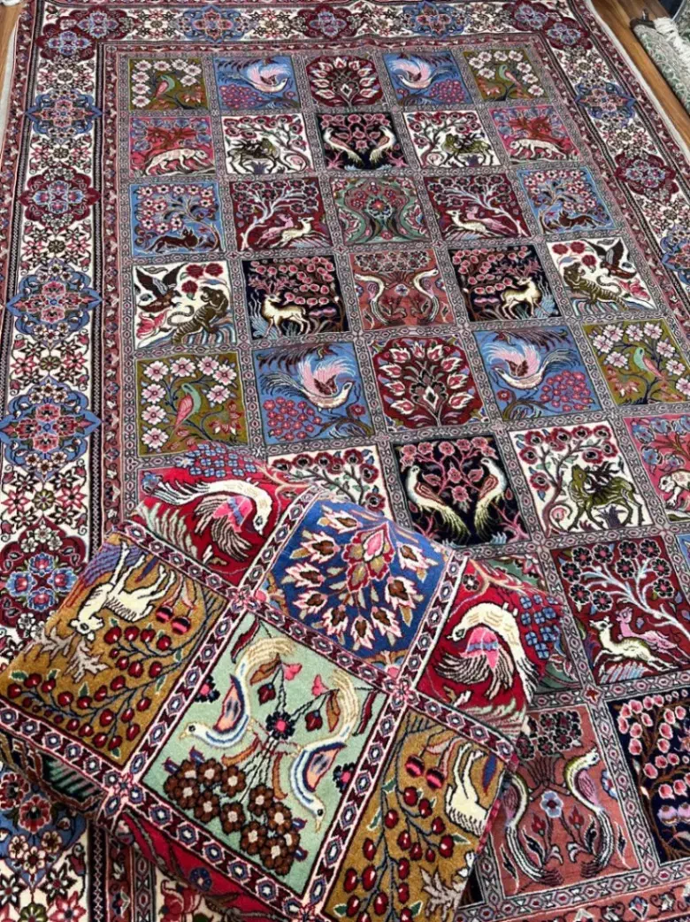 یک جفت قالی ۷ متری ساروق ریز بافت رنگ گیاهی|فرش|تهران, بازار|دیوار