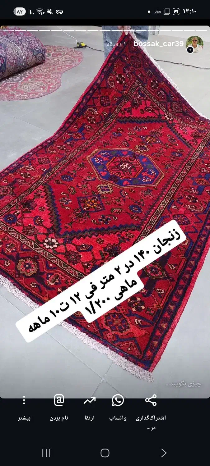 فرش دستباف( بساک ) حراج از دم قسط بدون پیش|فرش|مشکین‌دشت, |دیوار