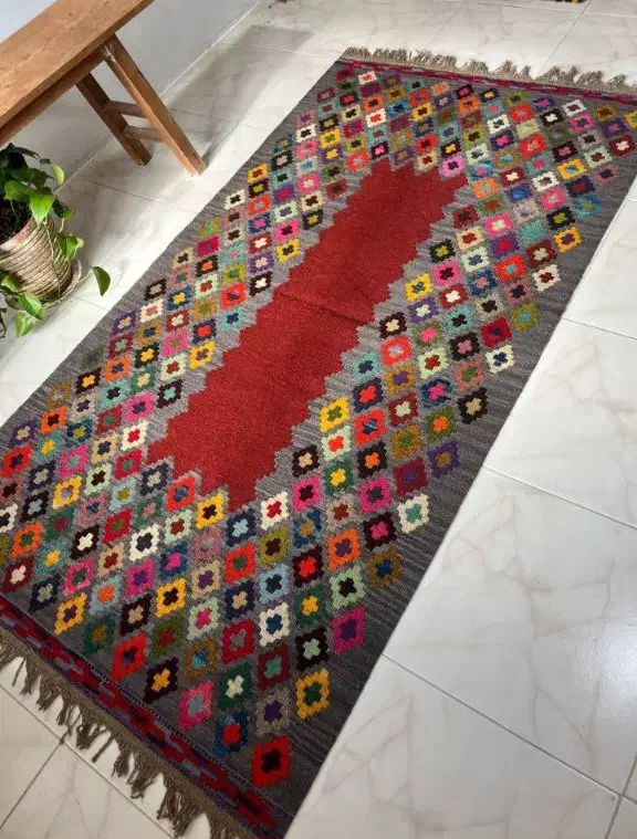 گلیم پشم دو رو|گلیم، جاجیم، گبه|گناباد, |دیوار