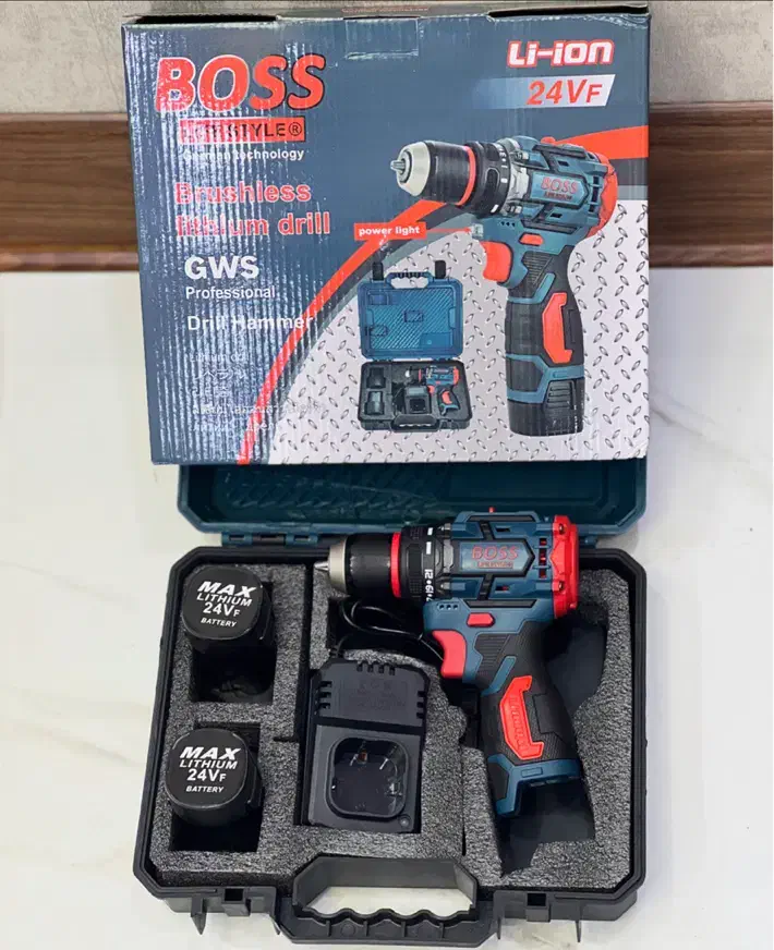 دریل شارژی براشلس 24V سه نظام فلزی BOSS|ابزارآلات|اصفهان, شاهد|دیوار