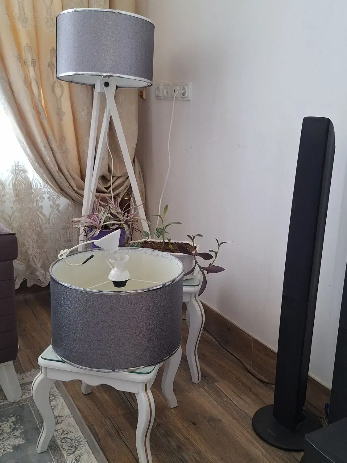 لوستر و آباژور ست طوسی|لوستر و چراغ آویز|گیلان غرب, |دیوار