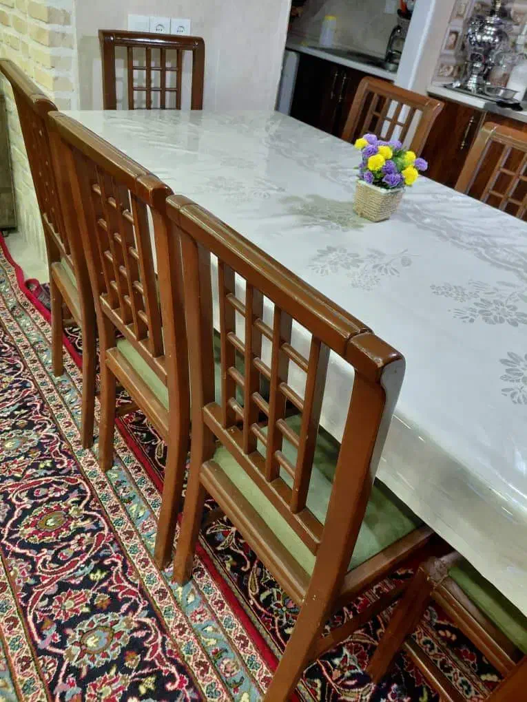 ..میز۸نفره چوبی همراه ۸صندلی|میز و صندلی غذاخوری|چمستان, |دیوار