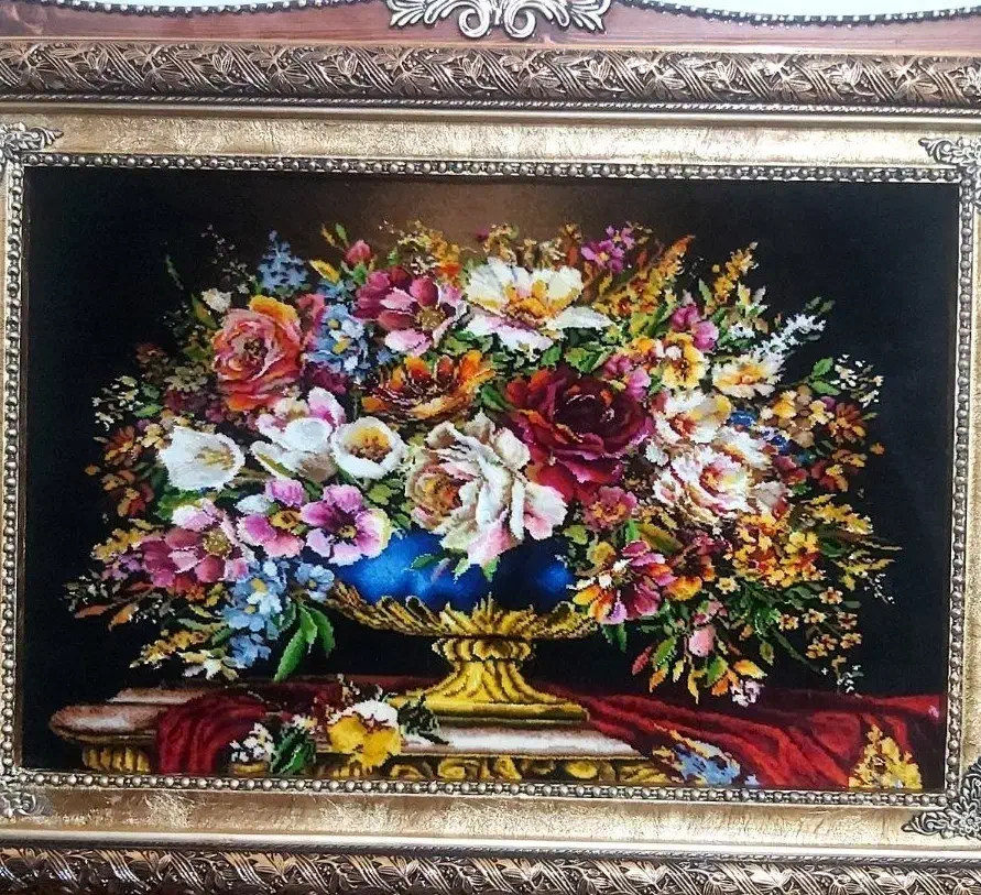 تابلو گل میخک کد32 دستبافت و ابریشم دار|تابلو فرش|تبریز, |دیوار