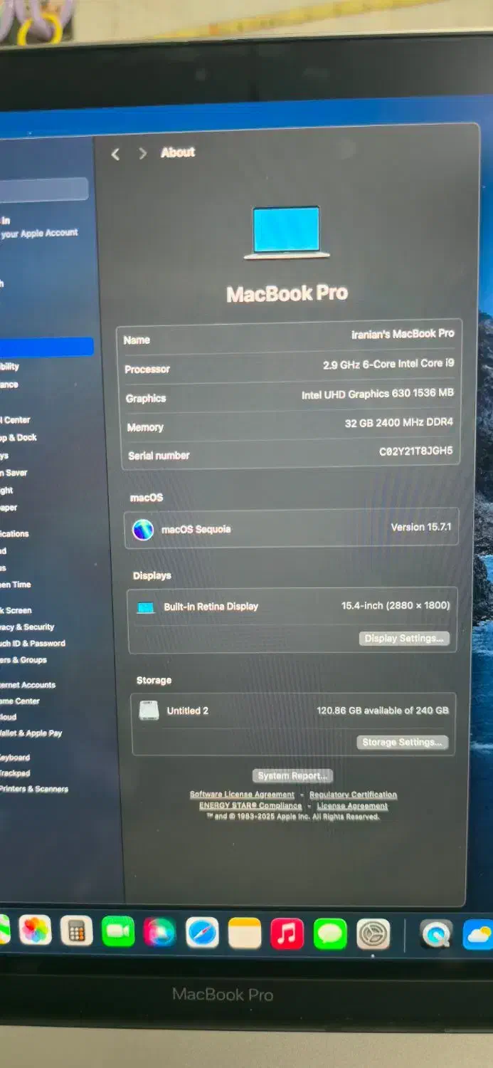 مک‌بوک پرو ۲۰۱۹  15.5 اینچ|رایانه همراه|جعفرآباد, |دیوار