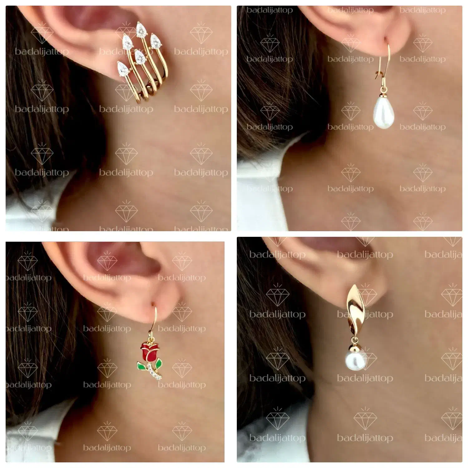 گوشوار آبکاری طلا|بدلیجات|شیراز, بریجستون|دیوار