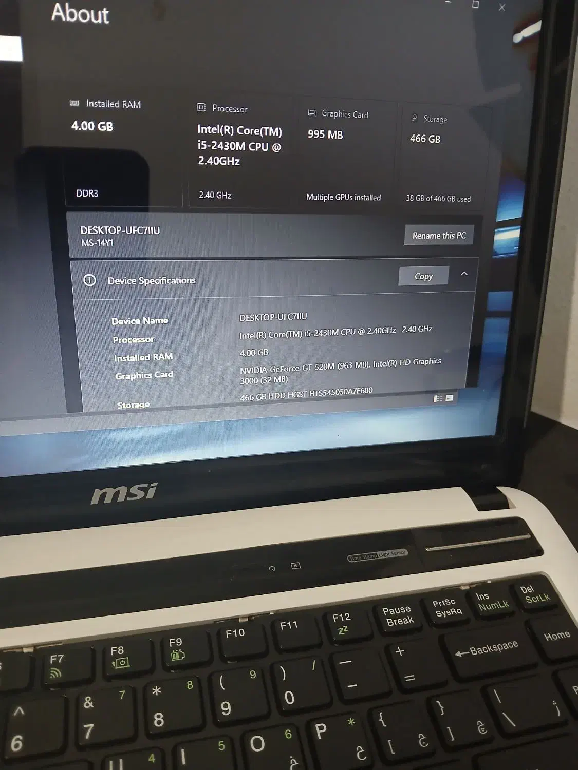 لپتاپ msi cx 480|رایانه همراه|پاکدشت, شهرک انقلاب|دیوار