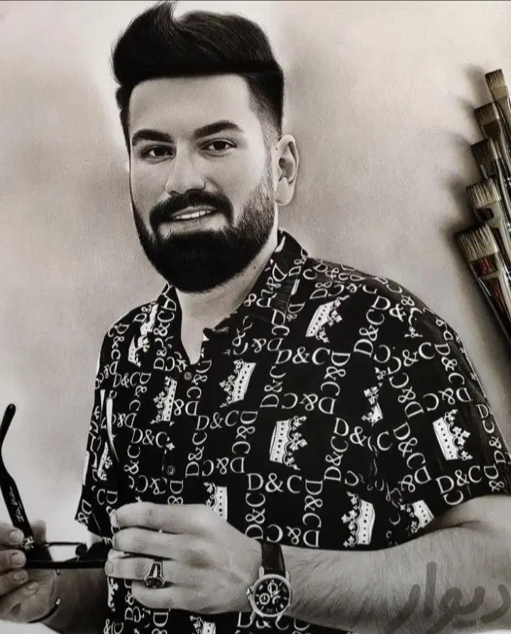 طراحی چهره سیاهقلم|تابلو، نقاشی، عکس|نیشابور, امین اسلامی|دیوار