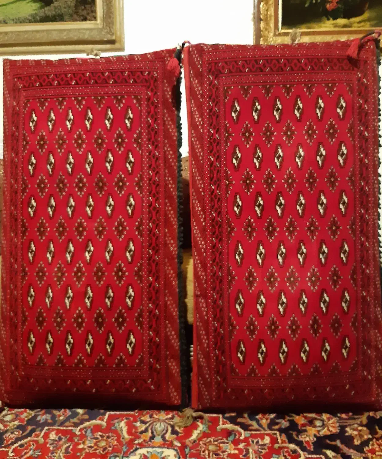 پشتی ترکمنی دستباف کاملا نو - سه عدد|پشتی|کرمانشاه, |دیوار