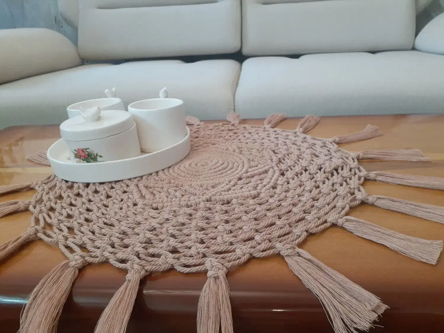 رانر وکوسن مکرومه|پرده، رانر، رومیزی|آباده, |دیوار