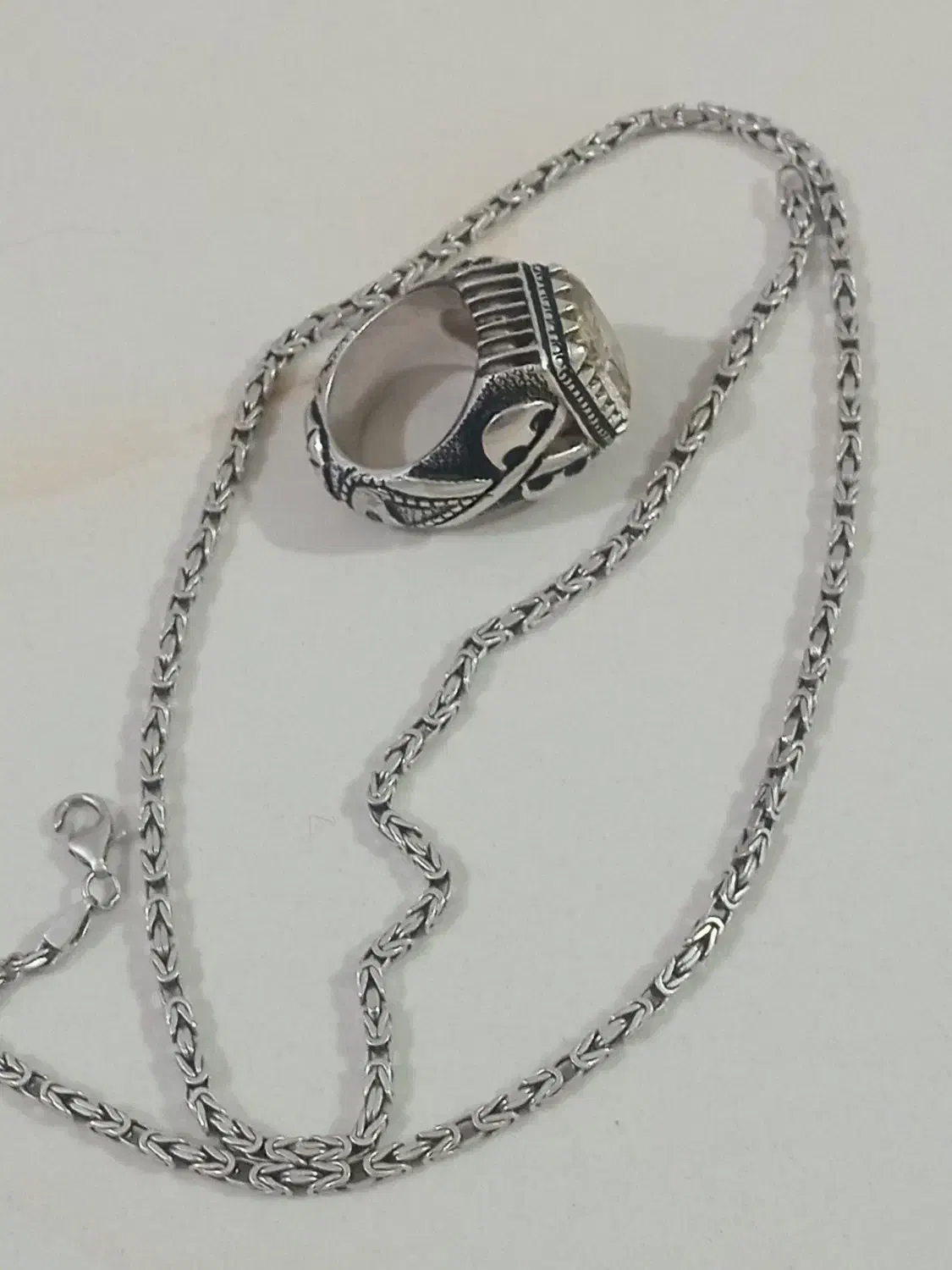 انگشتر وزنجیر کرال نقره|جواهرات|نیشابور, شهرک اندیشه|دیوار