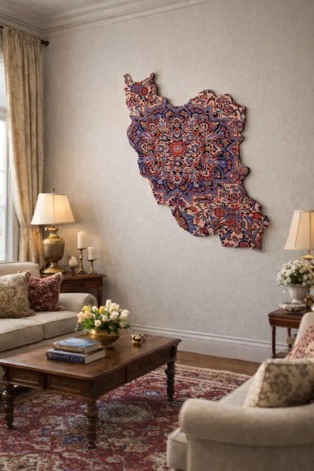 تابلوفرش دستبافت نقشه ایران|تابلو فرش|تهران, پاسداران|دیوار